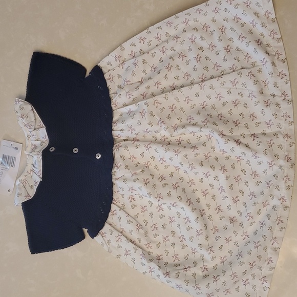 NWT baby girl's European navy floral dress - Picture 4 of 5